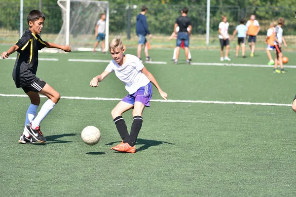 Orenburg Ryssland Augusti 2017 Pojkarna Spela Fotboll Staden Turnering Mini — Stockfoto