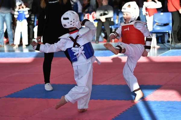 Orenburg Russland Januar 2018 Barna Konkurrerer Taekwondo Championship School Olympic – stockfoto