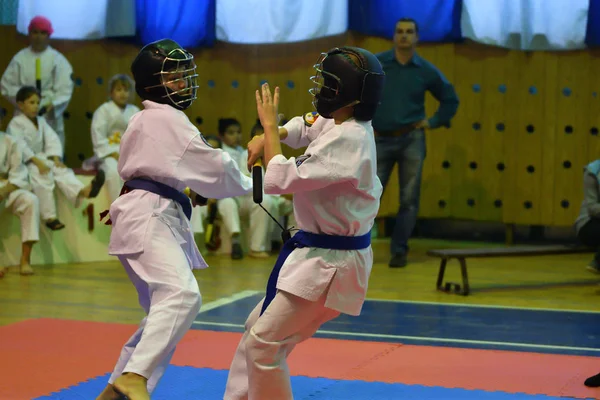 Orenburg Rusia Octubre 2016 Los Niños Compiten Nunchaku Campeonato Ciudad — Foto de Stock