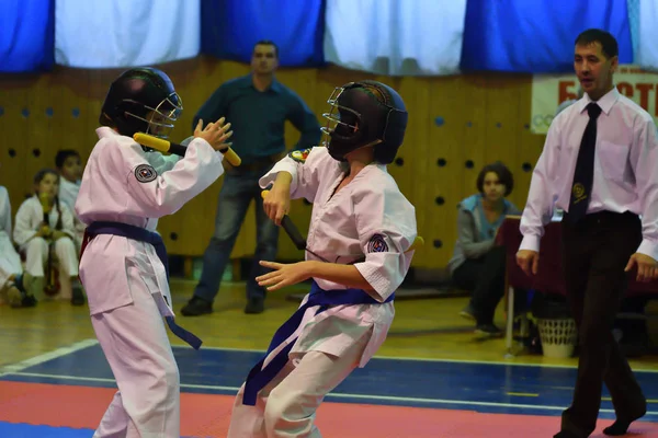 Orenburg Rusland Oktober 2016 Jongens Concurreren Nunchaku Het Kampioenschap Stad — Stockfoto