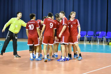 Orenburg, Rusya Federasyonu - February13, 2018 yıl: boys oyun hentbol Uluslararası hentbol turnuvası ilk Orenburg Vali il Ivan İvanoviç Nepluev anısına olarak