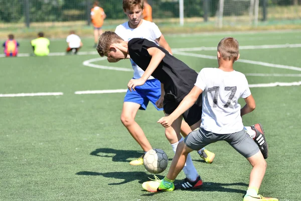 Orenburg Ryssland Augusti 2017 Pojkarna Spela Fotboll Staden Turnering Mini — Stockfoto