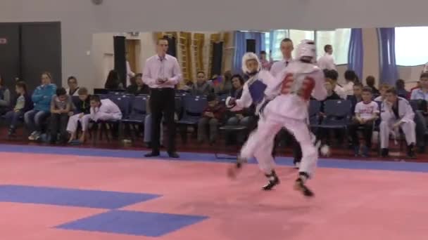 Orenburg Russland März 2016 Die Jungen Messen Sich Taekwondo Bei — Stockvideo