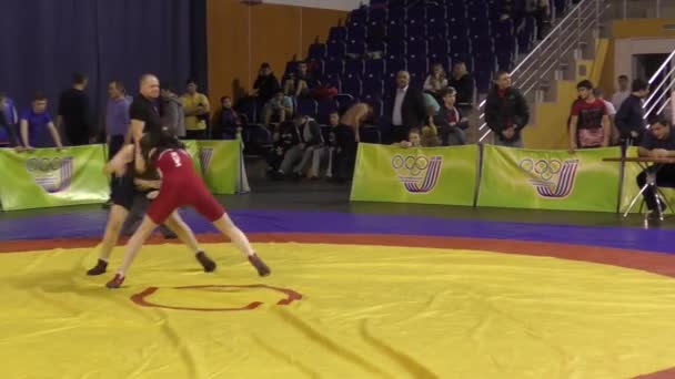 Orenburg Rússia Janeiro 2016 Meninas Competem Freestyle Wrestling Campeonato Orenburg — Vídeo de Stock