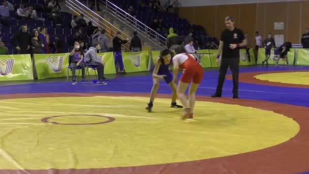 Orenburg Rusland Januar 2016 Piger Konkurrere Freestyle Wrestling Championships Orenburg – Stock-video