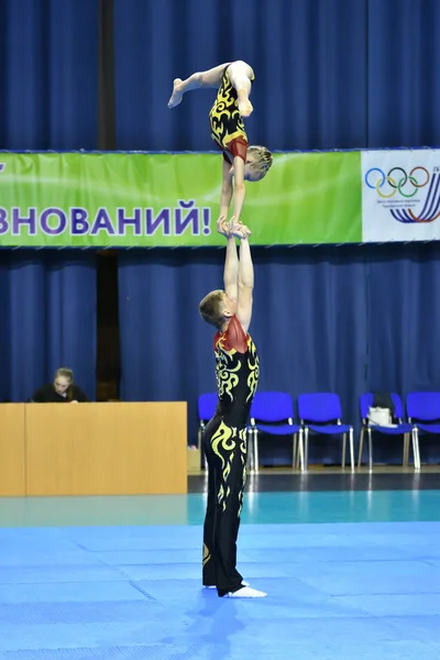 Orenburg Russland Mai 2017 Jahr Jugendliche Messen Sich Sportakrobatik Bei — Stockfoto