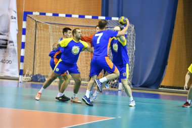 Orenburg, Rusya Federasyonu - February13, 2018 yıl: boys oyun hentbol Uluslararası hentbol turnuvası ilk Orenburg Vali il Ivan İvanoviç Nepluev anısına olarak