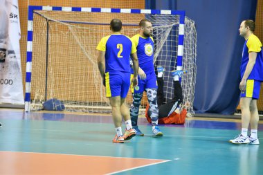 Orenburg, Rusya Federasyonu - February13, 2018 yıl: boys oyun hentbol Uluslararası hentbol turnuvası ilk Orenburg Vali il Ivan İvanoviç Nepluev anısına olarak