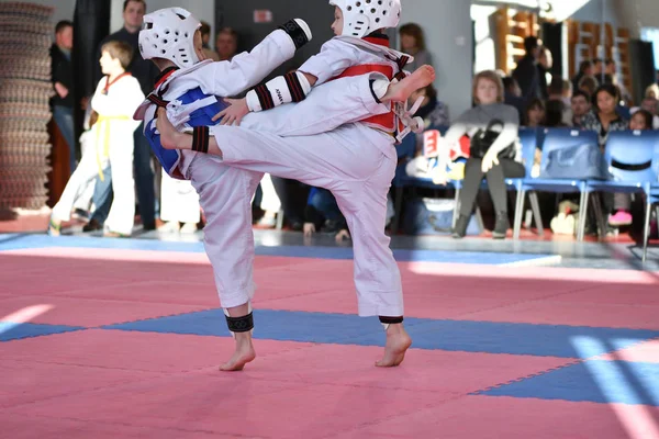 Orenburg Russia Gennaio 2018 Anni Bambini Gareggiano Taekwondo Sulla Championship — Foto Stock