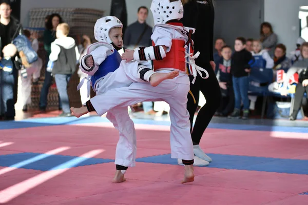 Orenburg Rusko Ledna 2018 Let Děti Soutěžily Taekwondu Mistrovské Škole — Stock fotografie