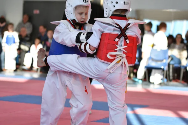 Orenburg Russia Gennaio 2018 Anni Bambini Gareggiano Taekwondo Sulla Championship — Foto Stock