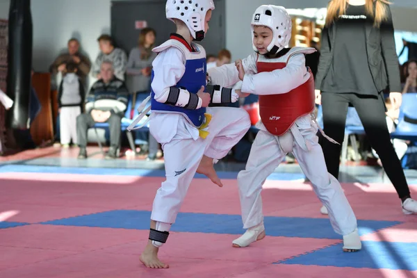 Orenburg Russia Gennaio 2018 Anni Bambini Gareggiano Taekwondo Sulla Championship — Foto Stock