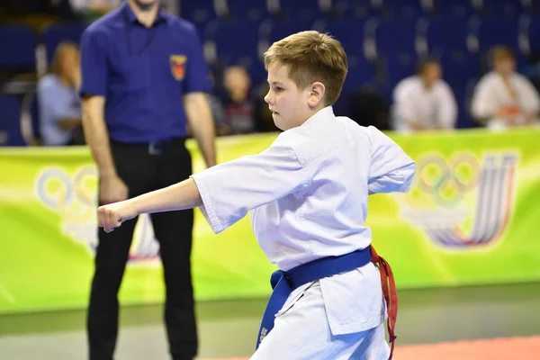 Orenburg Rusko Března 2017 Rok Kluci Soutěží Karate Mistrovství Orenburgu — Stock fotografie