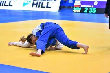 Orenburg, Rusya Federasyonu - Mayıs 12-13 yıl 2018: kız Judo Avrupa Judo Kupası için rekabet