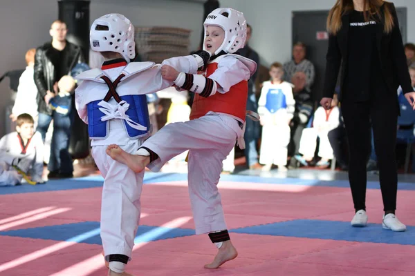 Orenburg Russia January 2018 Years Kids Compete Taekwondo Championship School — Stock Photo, Image