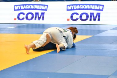 Orenburg, Rusya Federasyonu - Mayıs 12-13 yıl 2018: kız Judo Avrupa Judo Kupası için rekabet