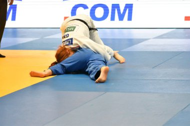 Orenburg, Rusya Federasyonu - Mayıs 12-13 yıl 2018: kız Judo Avrupa Judo Kupası için rekabet