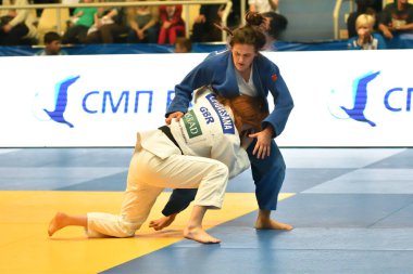 Orenburg, Rusya Federasyonu - Mayıs 12-13 yıl 2018: kız Judo Avrupa Judo Kupası için rekabet