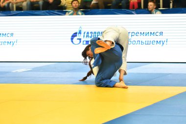 Orenburg, Rusya Federasyonu - Mayıs 12-13 yıl 2018: kız Judo Avrupa Judo Kupası için rekabet