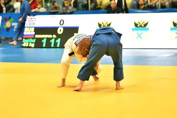 Orenburg Russia May Year 2018 Girls Compete Judo European Judo — Stock Photo, Image