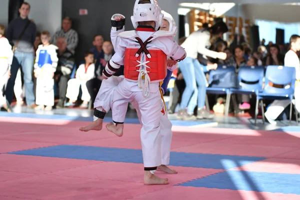 Orenburg Russia January 2018 Years Kids Compete Taekwondo Championship School — Stock Photo, Image