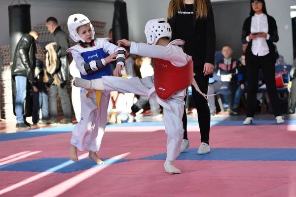 Orenburg Russia January 2018 Years Kids Compete Taekwondo Championship School — Stock Photo, Image