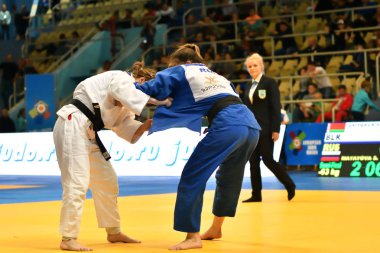 Orenburg, Rusya Federasyonu - Mayıs 12-13 yıl 2018: kız Judo Avrupa Judo Kupası için rekabet