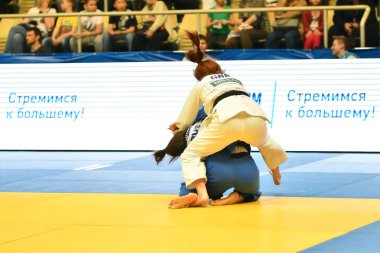 Orenburg, Rusya Federasyonu - Mayıs 12-13 yıl 2018: kız Judo Avrupa Judo Kupası için rekabet