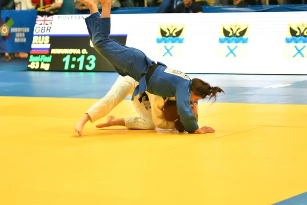 Orenburg Rusya Federasyonu Mayıs Yıl 2018 Kız Judo Avrupa Judo — Stok fotoğraf