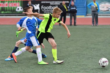 Orenburg, Rusya Federasyonu - 2017 yıl 28, Mayıs: Oyun çocuklar ön oyunlarda futbol futbol Festivali 