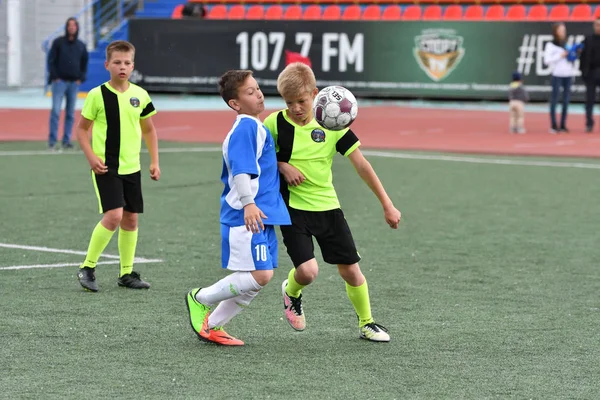 Orenburg Russia Maggio 2017 Anno Ragazzi Giocano Calcio Nei Giochi — Foto Stock