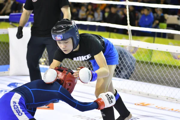 Orenburg Rusia Febrero 2017 Año Los Combatientes Compiten Artes Marciales —  Fotos de Stock