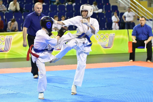 Orenburg Russia March 2017 Year Boys Compete Karate Championship Orenburg — Stock Photo, Image