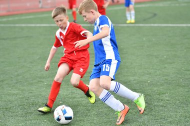Orenburg, Rusya Federasyonu - 2017 yıl 28, Mayıs: Oyun çocuklar ön oyunlarda futbol futbol Festivali 