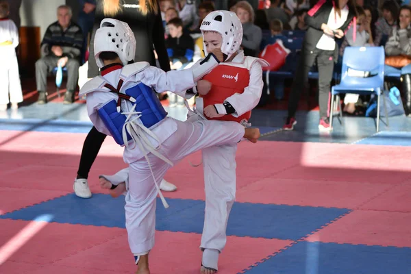 Orenburg Ryssland Januari 2018 Barnen Tävlar Taekwondo Championship School Olympic — Stockfoto