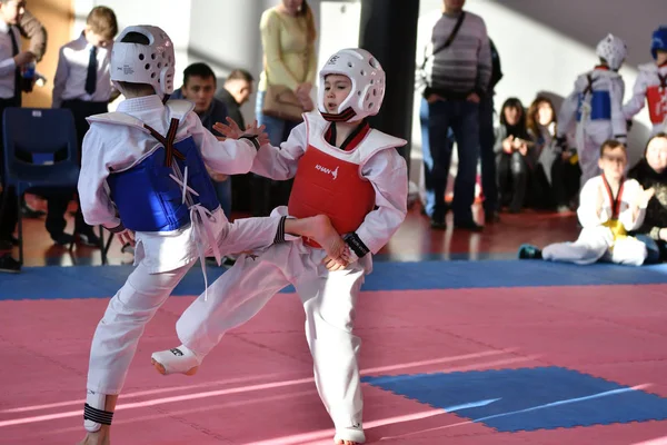 Orenburg Russland Januar 2018 Barna Konkurrerer Taekwondo Championship School Olympic – stockfoto