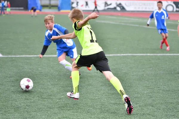 Orenburg Ryssland Maj 2017 Pojkarna Spelar Fotboll Preliminära Spel Fotbollsfestival — Stockfoto