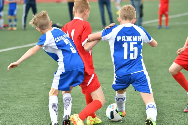 Orenburg Russia Maggio 2017 Anno Ragazzi Giocano Calcio Nei Giochi — Foto Stock