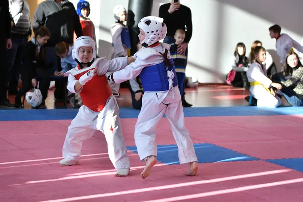 Orenburg Russia Gennaio 2018 Anni Bambini Gareggiano Taekwondo Sulla Championship — Foto Stock