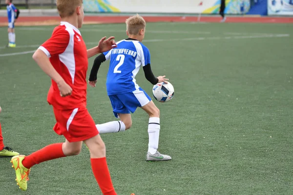 Orenburg Russia Maggio 2017 Anno Ragazzi Giocano Calcio Nei Giochi — Foto Stock
