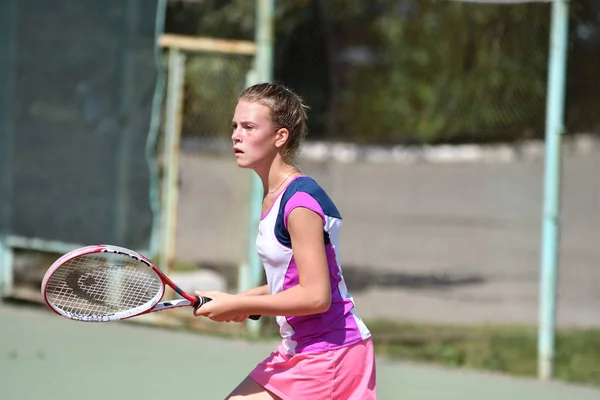 Orenburg Rusko Srpna 2017 Rok Dívka Hraje Tenis Ceny Tenisové — Stock fotografie