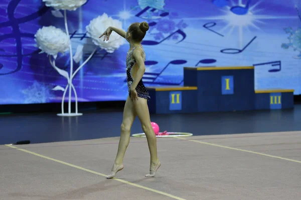 Orenburg Russia Novembre 2017 Anno Ragazze Gareggiano Nella Ginnastica Ritmica — Foto Stock