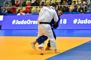 Orenburg, Rusya Federasyonu - Mayıs 12-13 yıl 2018: Boys rekabet Judo Avrupa Judo Cu için