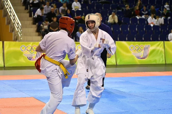 Orenburg Russia March 2017 Year Boys Compete Karate Championship Orenburg — Stock Photo, Image