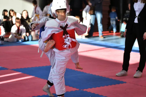 Orenburg Russia January 2018 Years Kids Compete Taekwondo Championship School — Stock Photo, Image