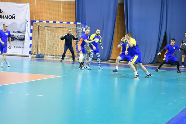 Orenburg Rússia Fevereiro 2018 Ano Meninos Jogam Handebol Torneio Internacional — Fotografia de Stock