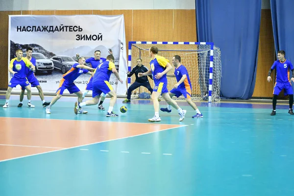 Orenburg Rússia Fevereiro 2018 Ano Meninos Jogam Handebol Torneio Internacional — Fotografia de Stock