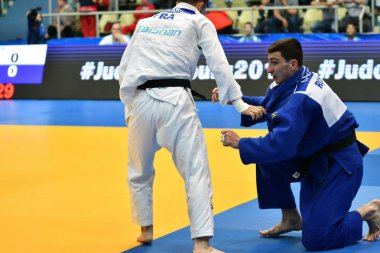 Orenburg, Rusya Federasyonu - Mayıs 12-13 yıl 2018: Boys rekabet Judo Avrupa Judo Cu için