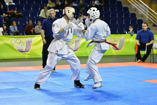 Orenburg Russland März 2017 Jahr Jungen Karate Wettbewerb Auf Der — Stockfoto