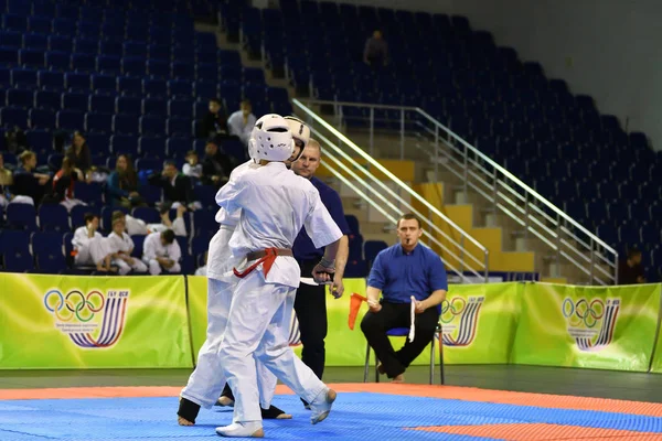 Orenburg Russia March 2017 Year Boys Compete Karate Championship Orenburg — Stock Photo, Image